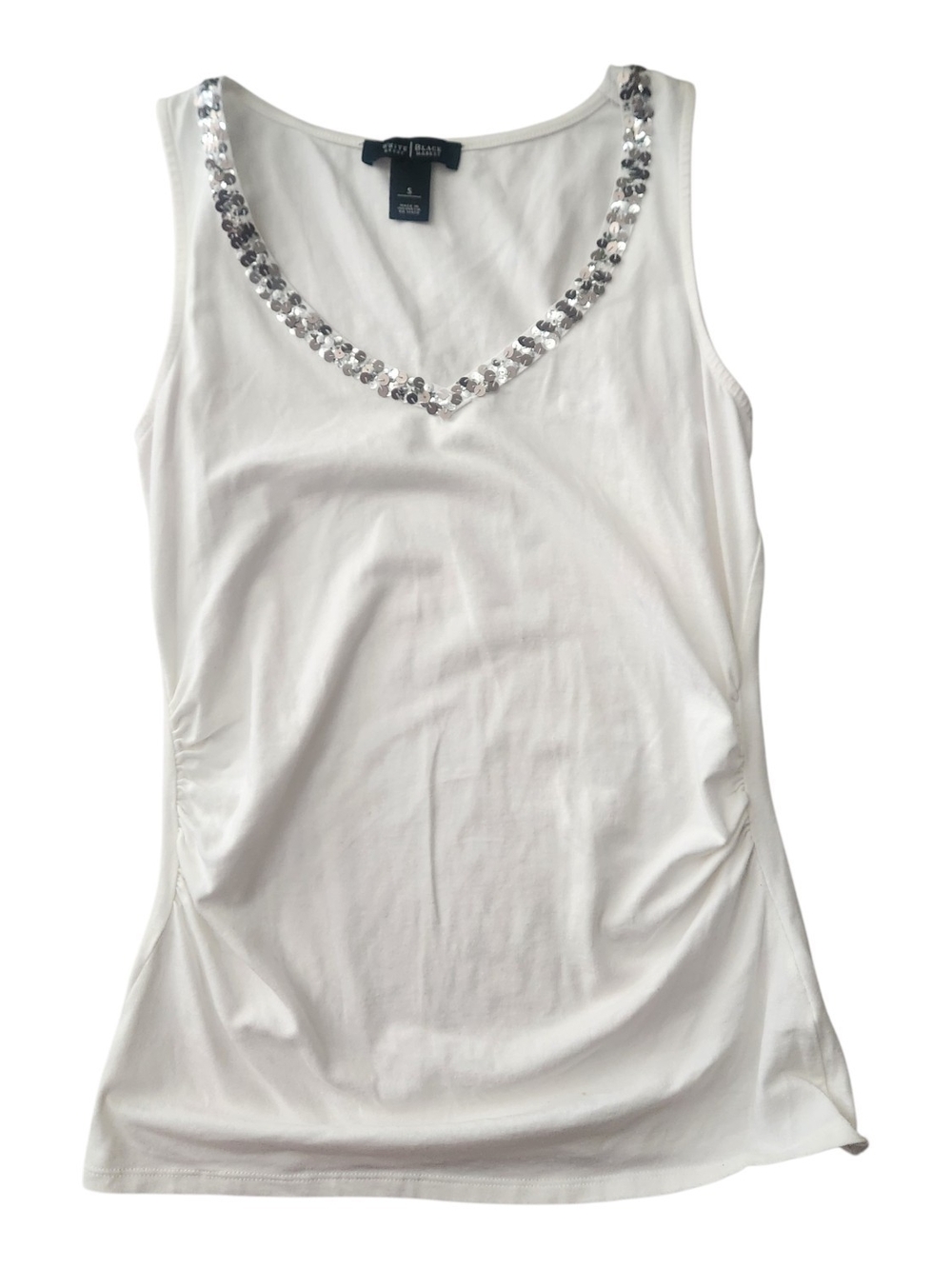White House Black Market Sequin V Neck Tank Top Size Small